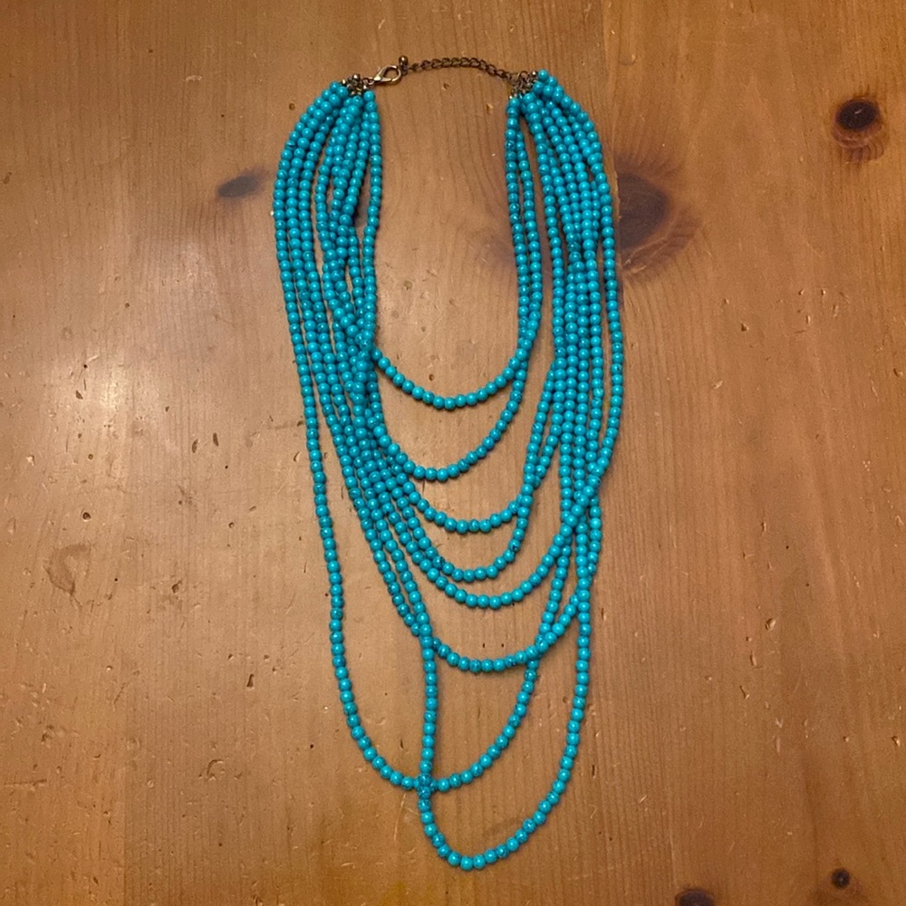 Turquoise Colored Beaded Western Layered Necklace